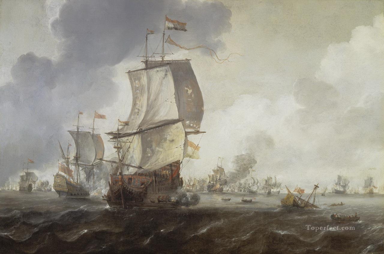 Reinier Nooms A Battle of the First Dutch War Naval Battles Oil Paintings